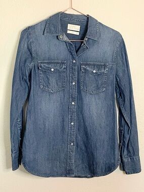 J.Crew Pearl Snap Denim Western Shirt Size 2 Slim